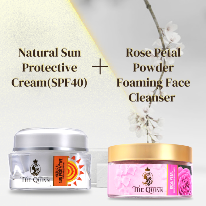 Natural Sun Protective Cream(SPF40) + Rose Petal Powder Foaming Face Cleanser