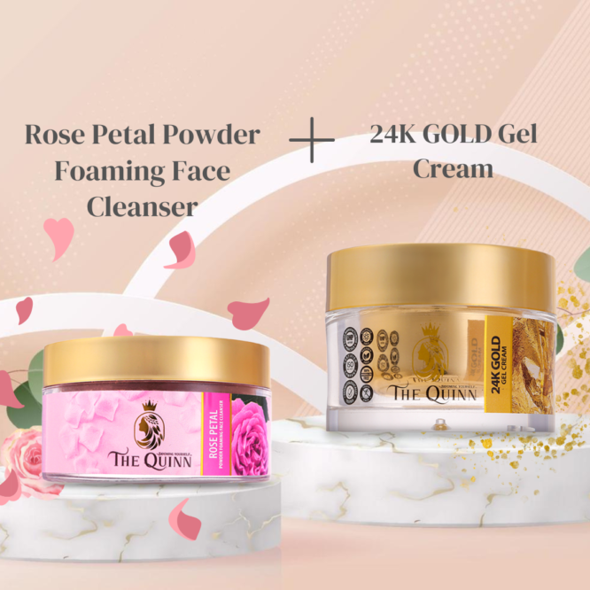 24K GOLD Gel Cream + Rose Petal Powder Foaming Face Cleanser
